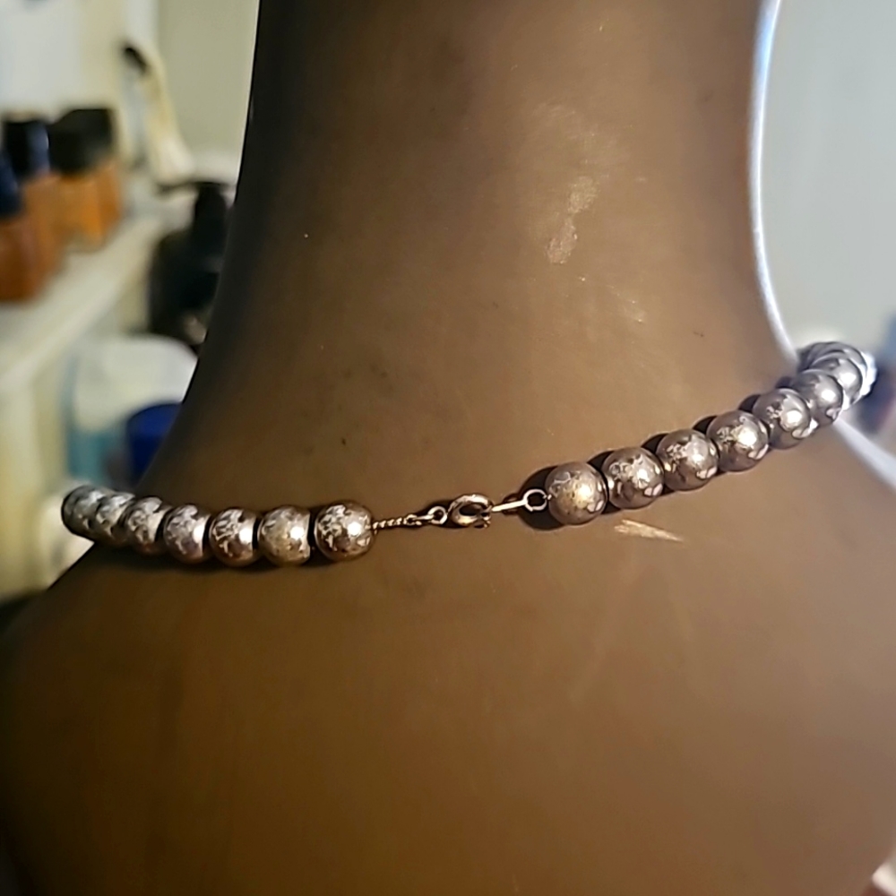 Sterling Siver Beaded Necklace, 17 inches, Clasp Closure. - Picture 5 of 5